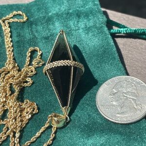 Vintage 14kt Smoky Quartz 3D Octahedron Bi-Pyramid Pendant - PENDANT ONLY